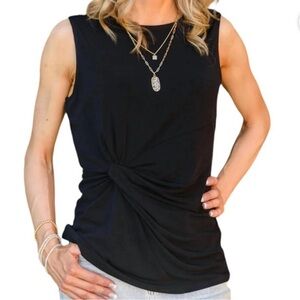 Zenana Lovely Time Twist Tank Top Black Women’s Large